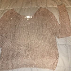 Sparkly tan crop sweater